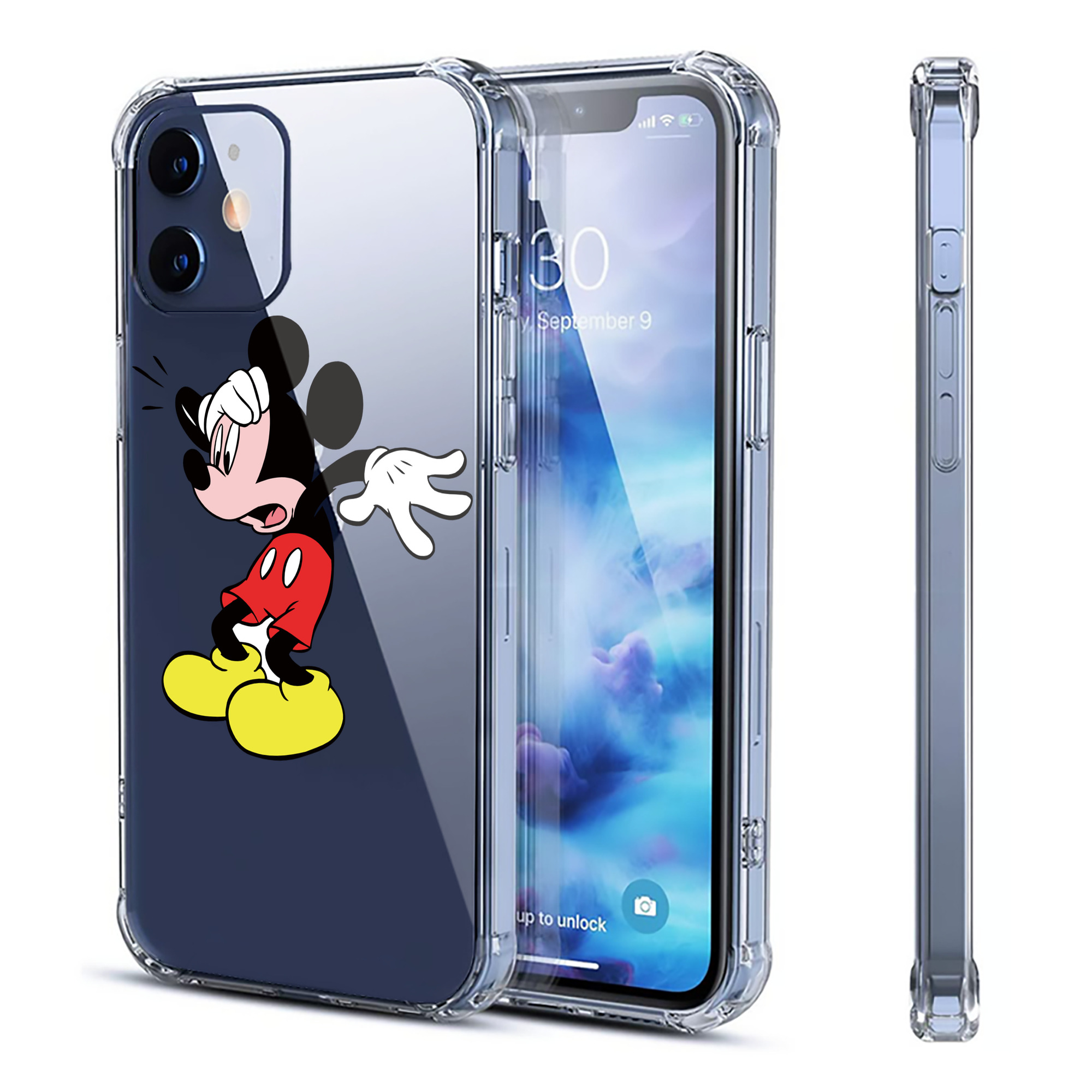 （画像用） ミッキーマウス Mickey Mouse 【iPhone 12シリーズ対応】透明スマホケース（クリアソフトケース）